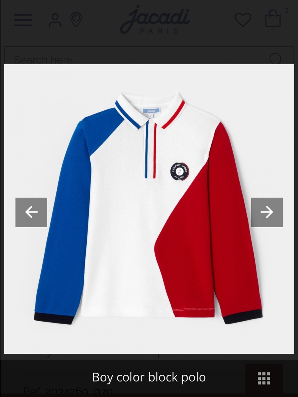 Jacadi Paris Cotton Colotblock Polo Shirt - White, Blue & Red